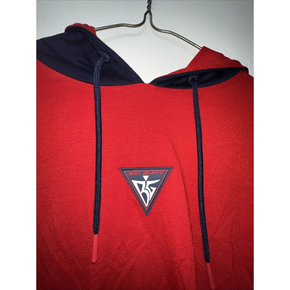 Body Graffiti Women’s Red‎ & Blue Crop Long-sleeve Hooded Top Size Medium